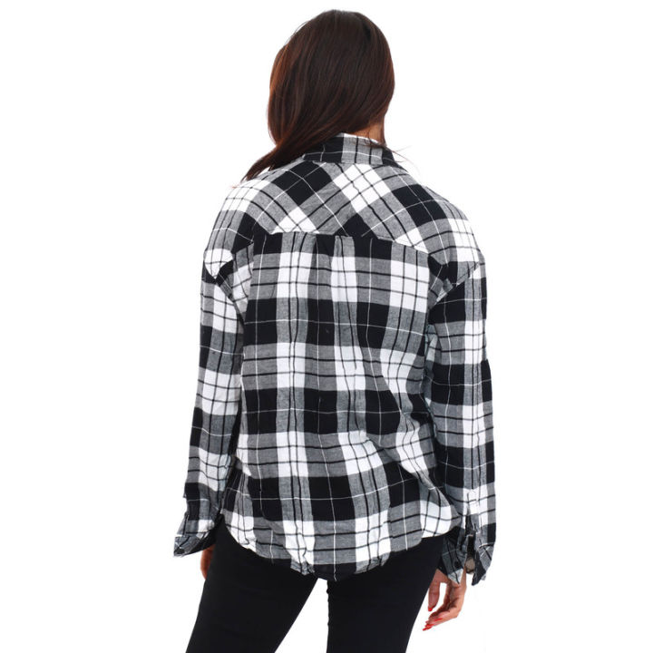 Black%20Cotton%20Full%20Sleeves%20Check%20Printed%20Shirt%20For%20Women%20-%20Image%205