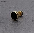 Wenefang High Grade Round Shape Vintage Stud Earrings For Men - One Pec Side Embossed. 