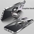 For iPhone 14 Pro Max 15 13 12 11 Magnetic Magsafe Plating Plain Phone Case Cover with Ring Holder. 