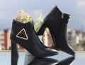 Veloria – Ladies’ Elegant Premium Black Ankle Boots with Gold Accent. 