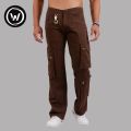 Wraon Brown Stretchable Premium Cotton Chichi Cargo Box Pant For Men - Fashion | Cargo Pants For Men | Men's Wear |. 
