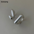 Sutuiying BF CLUB 925 Sterling Silver Ring For Women Flat Simple Finger Open Vintage Handmade Ring Allergy For Party Birthday Gift. 