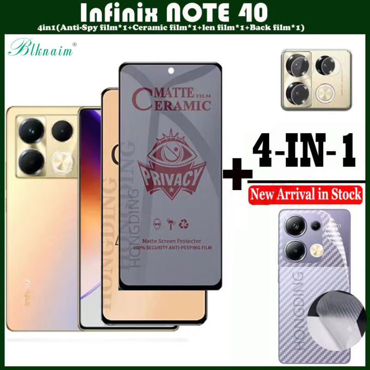 BLKNAIM 4in1 for infinix Note 40/infinix Note 30  Anti-Spy Privacy Tempered Glass Ceramic film and Back film infinix Note 30pro Screen Protecter