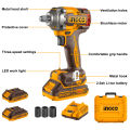 INGCO 20V Max Li-Ion Cordless Impact Wrench with 3-Speed Control and LED Light, 400Nm High Torque, 2.0Ah Batteries CIWLI2040. 