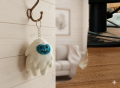 Eco-Friendly Hand-Felted Wool Yeti Key Ring - White, 9cm - Made in Nepal. 