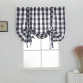 Certiou Bedroom Curtain Plaid Print Sunshade Valance Curtain for Kitchen Bathroom Bedroom Decor Style Roman Bow Design Short Curtain. 