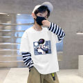 G2088# Boys Long Sleeve T-Shirt Pure Cotton Spring and Autumn Children's Middle and Large Child Base Shirt Two Casual Top T-Shirt Trend. 
