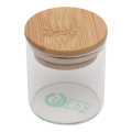 DELPH Premium Tall Glass Container 100ml With Wooden Lid And Round Bottom For Storing Pickle Condiments. 