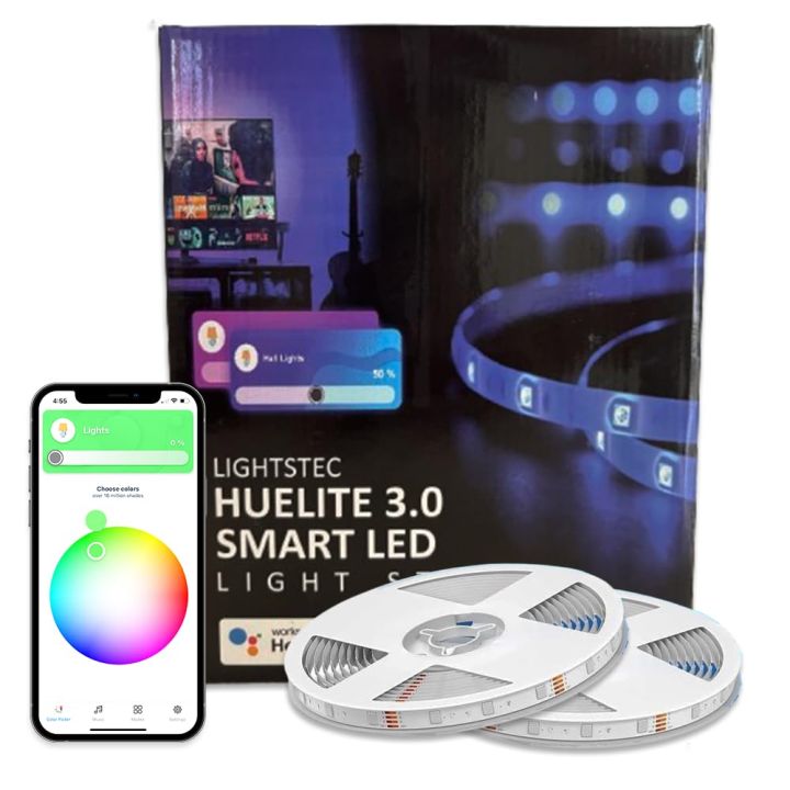 Lightstec Huelite 3.0 Smart Led Strip |10 Meter| Music Sync| Wi-Fi Rgb Light Strip| Compatible with Amazon Alexa| App Controlled Multicolor Lights (RGB 10 Meter Kit)
