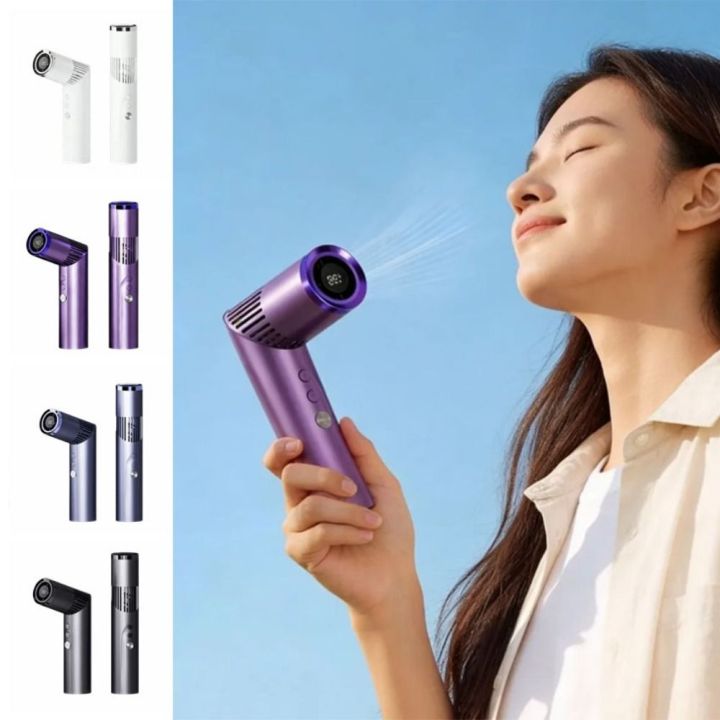 Low Noise Portable Mini Cooling Fans Lipstick Size Ice Compress Handheld Folding Fan Digital Display Pocket Neck Hanging Fan Outdoor Use