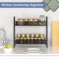 Spice Rack Organizer for Countertop 2 Tier Bathroom Shelf Desktop Makeup Organizer Small Storage Rack. 