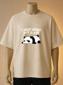 "I Need Money Not A Job" Lazy Panda T-Shirt-Cream, Maroon, Black. 