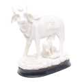 White God Laxmi Cow Ceramic Statue 4inch. 
