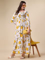 Fabdale Floral Printed Crepe Fit & Flare Maxi Dress | Elegant Casual Wear (SHTL-007). 