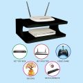 Set top Box Stand | WiFi Router Holder Wall Shelves for Home (Color-White, ‎25D x 20W x 8.5H Cm). 