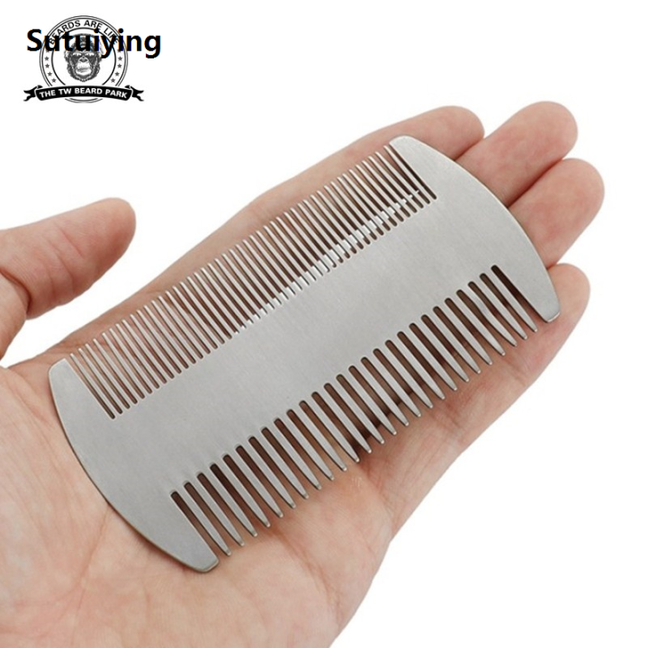 Sutuiying 1pcs Metal Hair Beard Comb EDC Size Steel Perfect for Wallet Hot Selling and Pocket Anti-Static Dual Action Beard Comb Hair Styling
