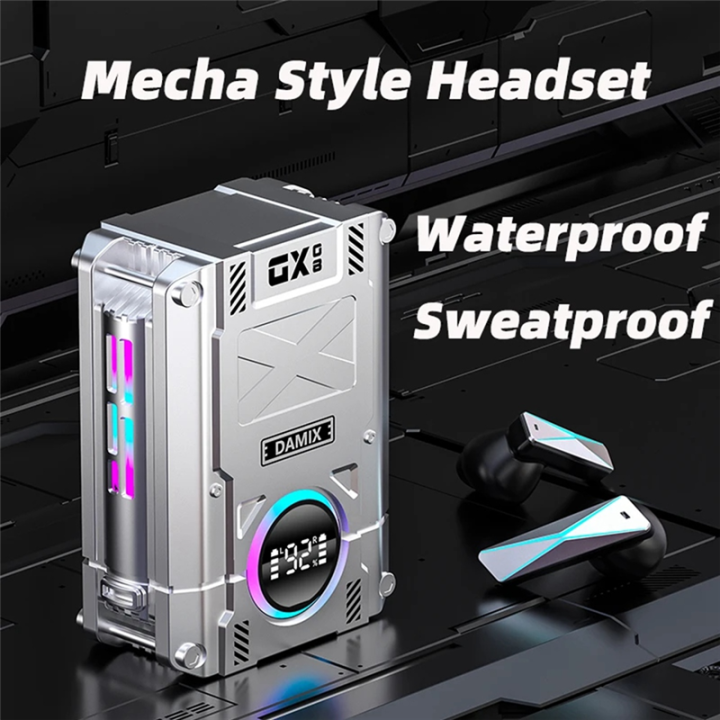 DX-08%20Wireless%20Bluetooth%205.3%20Headset%20Punk%20Mechanical%20Style%20Stereo%20E-Sports%20Gaming%20Headset%20Earbuds%20Silver%20-%20Image%205