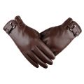 1pair Equestrian Soft PU Anti-cold Gloves Touch Screen Solid Color Men Finger Mittens Adjustable Warmer Windproof Mittens Winter. 