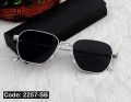 Square Hexagon Uv400+Silver Metal Frame Black Shades Trendy Premium Sunglasses With Cover For Men. 