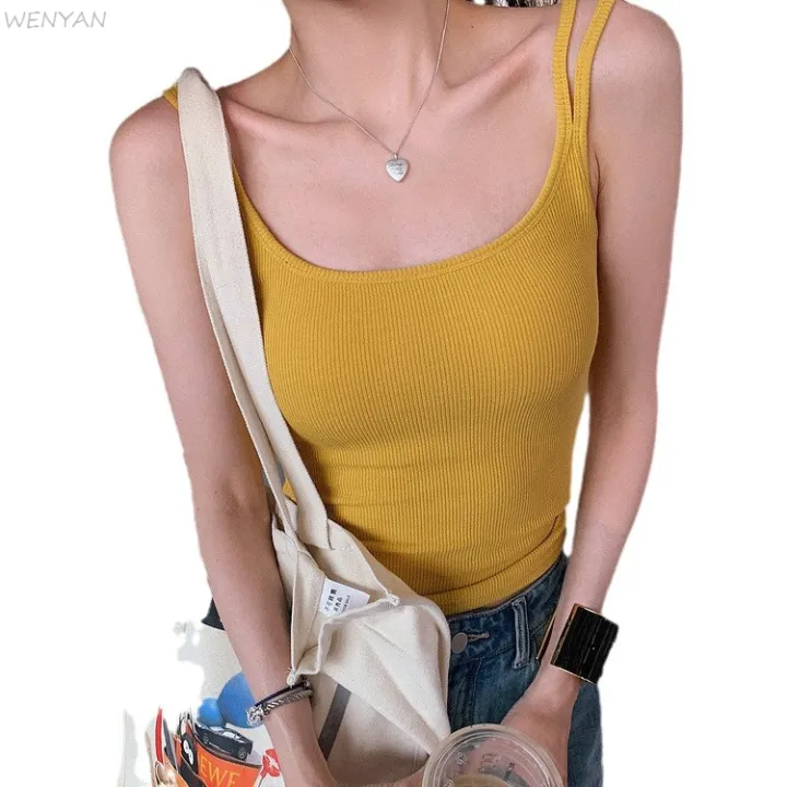 WENYAN%20Bing%20Summer%20Korean%20style%20double%20shoulder%20strap%20camisole%20women's%20slim%20fit%20versatile%20underwear%20with%20chest%20pads%20beautiful%20back%20top%20trendy%20-%20Image%205