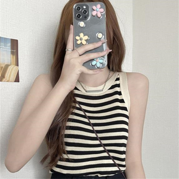 Summer%20Korean%20Stripe%20Knitted%20Tank%20Top%20Women%20Round%20Neck%20Sleeveless%20Slim%20Camisole%20Cuilei%20-%20Image%202