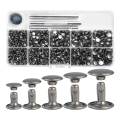 340 Sets Leather Rivet Kit Rivets Leather Double Hat Rivets Apparel Fabric for Repairing Clothes Shoes Bags Belts Easy Install D. 