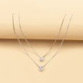 Enacolor Delicate Zircon Heart Water Drop Pendant Necklace for Women Bilayer Golden Metal Clavicle Chain Jewelry Accessories New 2024. 