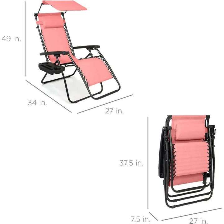 Folding%20Zero%20Gravity%20Recliner%20Patio%20Lounge%20W/Adjustable%20Canopy%20Shade,%20Headrest,%20Outdoor%20Beach%20Chair%20-%20Image%202
