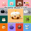 Original For Realme Buds T100 cartoon Silicone Earphone Case Cover Shock resistant NO.2. 