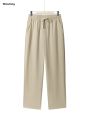 Wenefang Summer Men's Straight Trousers Casual Solid Color Breathable Fashion Drawstring Long Pants Sweatpants Streetwear Men Baggy Pants. 