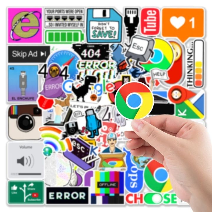 Artsy%20Home%20New%2025/50pcs%20Geeky%20Computer%20Network%20Error%20Stickers%20for%20Mac%20Skin%20Decal%20-%20Google%20Chrome,%20YouTube,%20Reddit%20Icons%20-%20Image%203