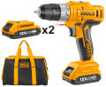 Ingco 12V Lithium-Ion Cordless Drill: 25NM (With 2PCS Battery Pack). 