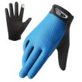 Touch Screen Cycling Gloves Breathable Full Finger Ice Silk Full Finger Gloves Sun Protection Silicone Non-slip Fishing Gloves Driving. 