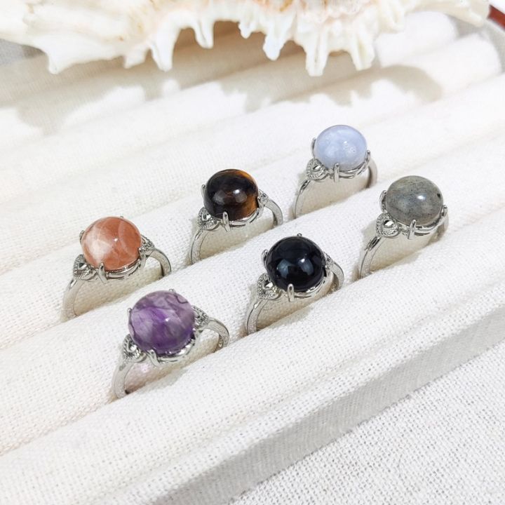 【Exclusive Offer】Middle Ancient vintage Tiger Eye Stone Ring Temperament High-grade Retro Amethyst Ring Women's Crystal Ring