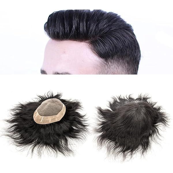Human Hair Mono Lace Hair Patch For Men/ Hair Patch/  Frontal Hair Patch for Men Front Hairline Loss With Lace Hold Glue And C-22 Solvent