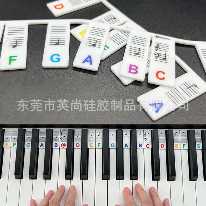 Silicone%20Stickers%20for%20Beginners%20Piano%20Auxiliary%20Removable%20Keyboard%20Note%2061/88%20Keys%20-%20Image%202