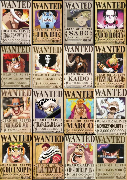 16pcs%20A4%20Size%20Updated%20Wanted%20Bounty%20Wall%20Poster%20(One%20Piece%20Anime)%20Pirate%20crew%20Wanted%20Poster%20Set%20-%20One%20Piece%20Poster%20%7C%20-%20Image%202