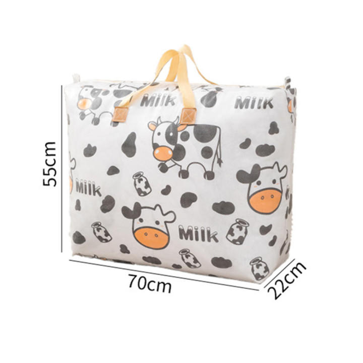 Foldable  Quilt storage bag Neat Handbags Portable  Dustproof wardrobe organizer bags Waterproof Dustproof  Cartoon cow printing for Home organization  Travel packing  Kids' room  College dorms