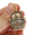 Pure Copper Lucky Cat Keychain DIY Jewelry Hanging Accessories Keyring Pendant MNP. 