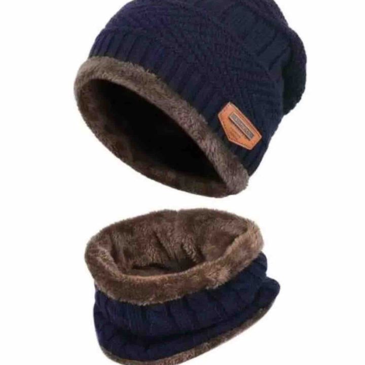 Winter%20Beanie%20Hat%20Scarf%20Set%20Warm%20Knit%20Hat%20Thick%20Fleece%20Lined%20Skull%20Cap%20for%20Men/Women%20%7C%20Solid%20Winter%20Cap%20With%20Neck%20Gaiter%20-%20Image%202