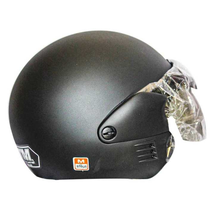 STM Half Face Helmet – Motorcycle Helmet – Black – Half Helmet ...
