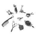 60pcs Durable Alloy Hairdresser Charms Sliver Mixed Styles Scissor Comb Mirror Pendants Barber Shop Tool Jewelry Findings for DIY Crafts. 