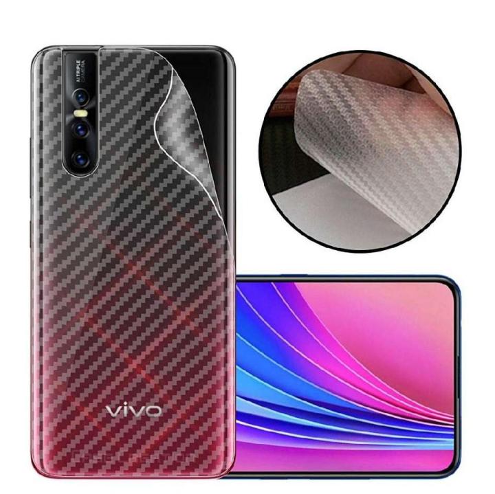 3D Carbon Fiber Back Skin Rear Screen Guard Protector Sticker Protective Film Wrap for Vivo V15 pro (Carbon)