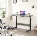 Adjustable Wooden Laptop Table (80x40 cm) with Wheels: Portable Computer Desk for Home Office, Living Room, Bedroom. 