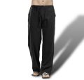 Mens Cotton Linen Drawstring Pants Elastic Waist Casual Jogger. 
