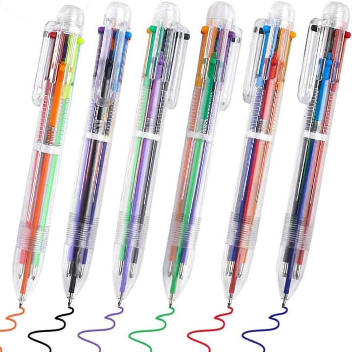 Multicolor Ballpoint Pen, 6-Color Retractable Ballpoint Pens For Office School Students Kids Gift 0.5mm 6-in-1