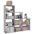 4 Layers 9-Cubes Bookcase Bookshelf Storage Shelf for Home and Office, Plastic Rack Organizer. 