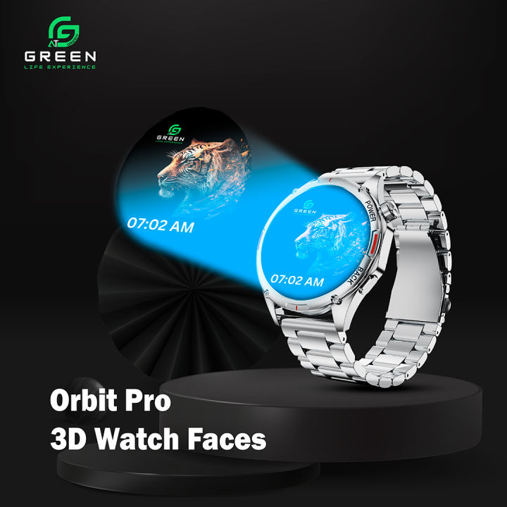 Green%20Orbit%20Pro%20Luxury%20Smart%20Watch%20%7C%201.43"%20AMOLED%20Display%20%7C%20Metallic%20Body%20With%20Stainless%20Steel%20&%20Leather%20Strap%20%7C%203D%20Watch%20Faces%20%20%7C%20BT%20Calling%20%7C%20IP68%20Water%20Resistance%20%7C%20178%20Sports%20Modes%20%7C%20BT%20V5.2%20%7C%20270mAh%20Battery%20%7C%2020%20Days%20Standby%20%7C%20AOD%20%7C%201%20Year%20Warranty%20-%20Image%206
