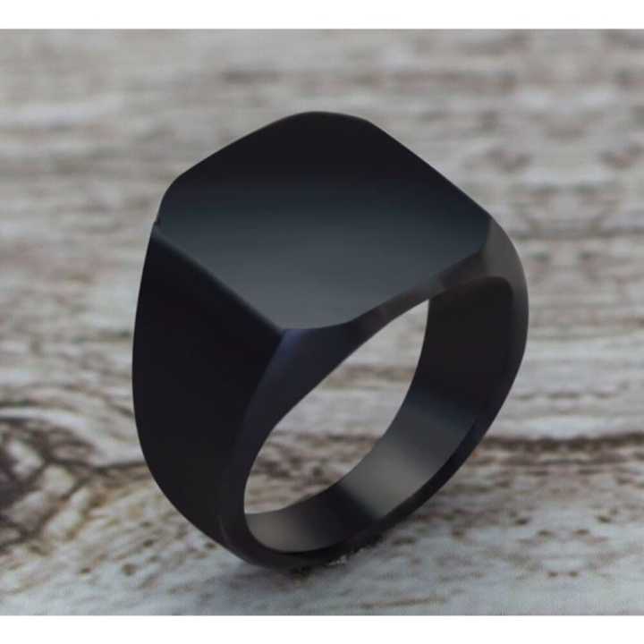 Black Square Design Ring For Men