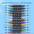 Durable 24/48/72/96 Colors Flash Marker Pen Two-color Double-headed Fluorescent Pen Bold Pearlescent Student Painting Pen for Stone Painting Card Making Scrapbooking. 